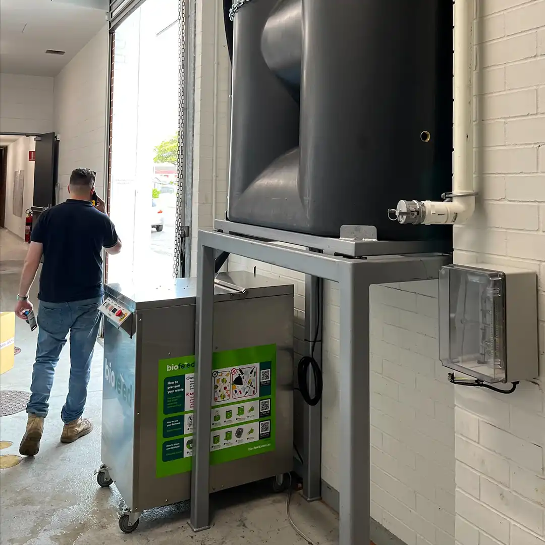 Biofeed food waste macerator with custom tank configurations to maximise floor space